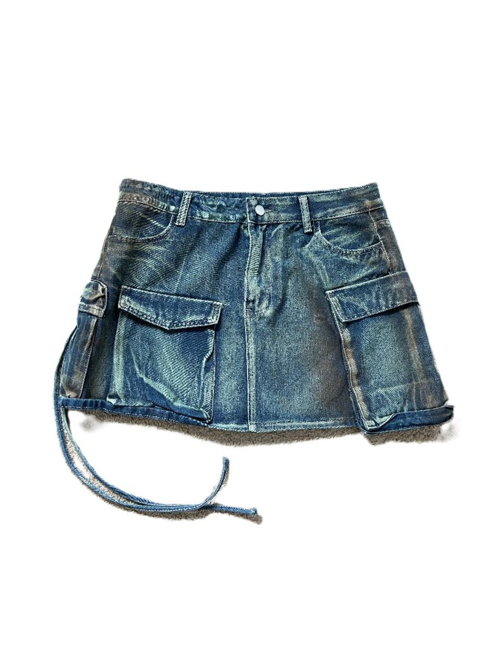 Funky Grunge Cargo Mini Denim Skirt XL